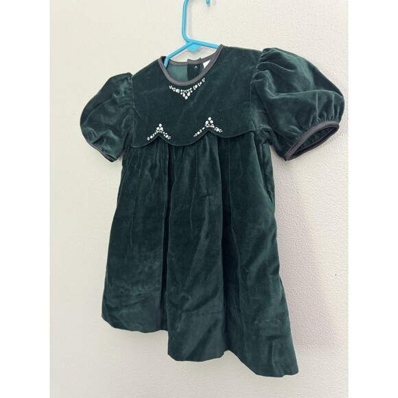 Carter’s Dark Green Velvet Dress 18 Months Girls Excellent Condition - Picture 3 of 10
